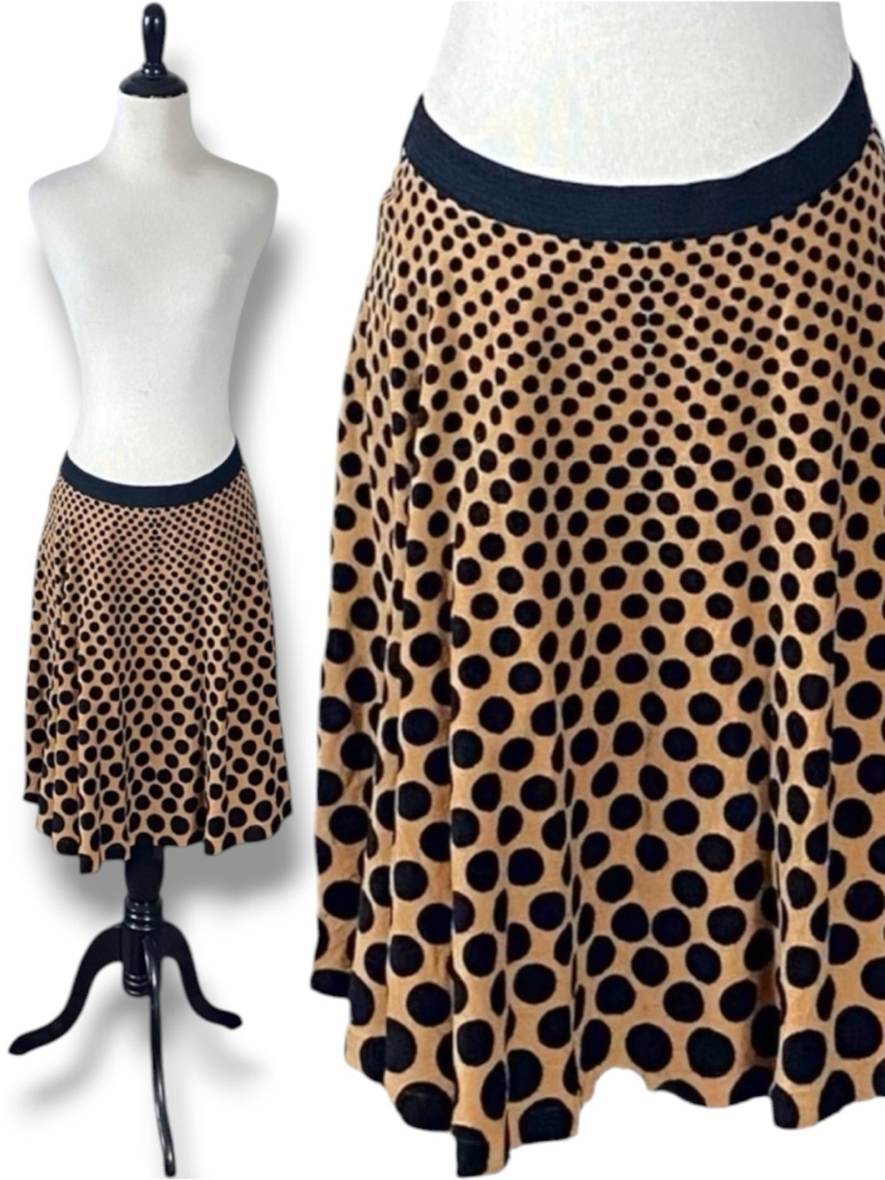 Vintage 90s Grunge Free People Corduroy Polka Dot Skater Circle Skirt XS Small